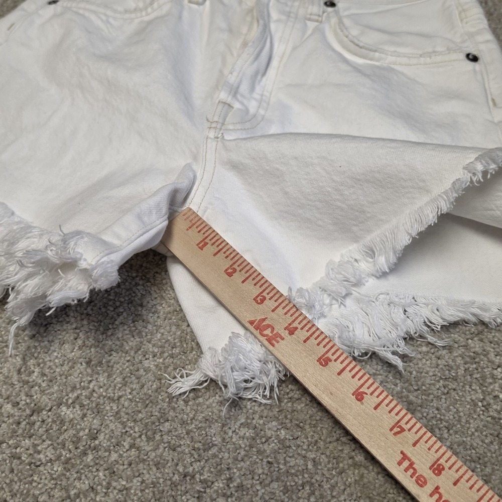 AGOLDE Parker Long High Rise Cut Off Denim Women's White Shorts Size 23 - Picture 10 of 10